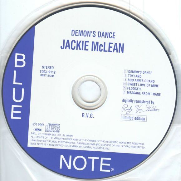 东芝24BIT限量版 SJ金奖作品 蓝音经典RVG系列 杰克麦克林《恶魔之舞》Jackie McLean Demon's Dance(369.46M)