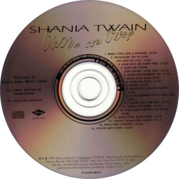 加拿大乡村天后 仙妮亚·唐恩 4张环球唱片录音室专辑+1张精选Shania Twain(3.59G)